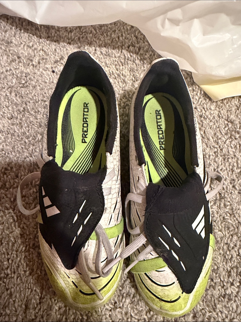 adidas Predator Kids Athletic Shoes - White & Neon Green